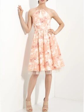 Mcginn Lindsey Pink Floral Printed Halter Dress 8 $345